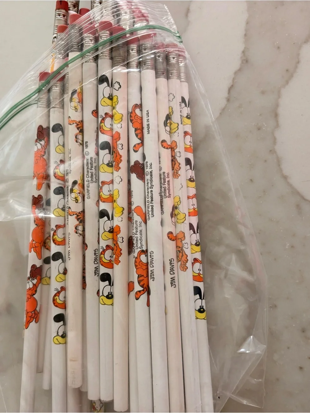 Collection of vintage 1978 Garfield wood pencils